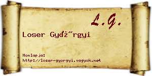 Loser Györgyi névjegykártya